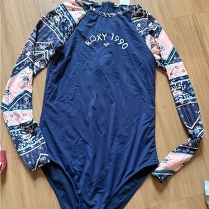 Roxy Blue and Patterned Long Sleeve Swimsuit
